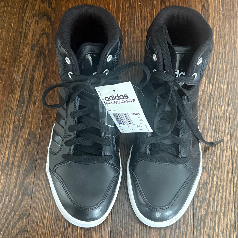 adidas Black High-Top Sneakers with White Sole